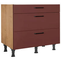 SCHUBKASTENUNTERSCHRANK 90/87/56 cm  in Rot, Eichefarben  - Eichefarben/Rot, MODERN, Holzwerkstoff/Metall (90/87/56cm) - Nobilia