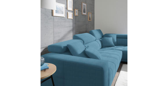 ECKSOFA  in Mikrofaser Pastellblau  301/207 cm  - Chromfarben/Pastellblau, Design, Textil/Metall (301/207cm) - Xora