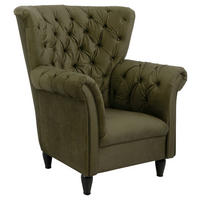 SESSEL 96/112/86 cm  in Velours Olivgrün  - Schwarz/Olivgrün, Design, Holz/Textil (96/112/86cm) - MID.YOU