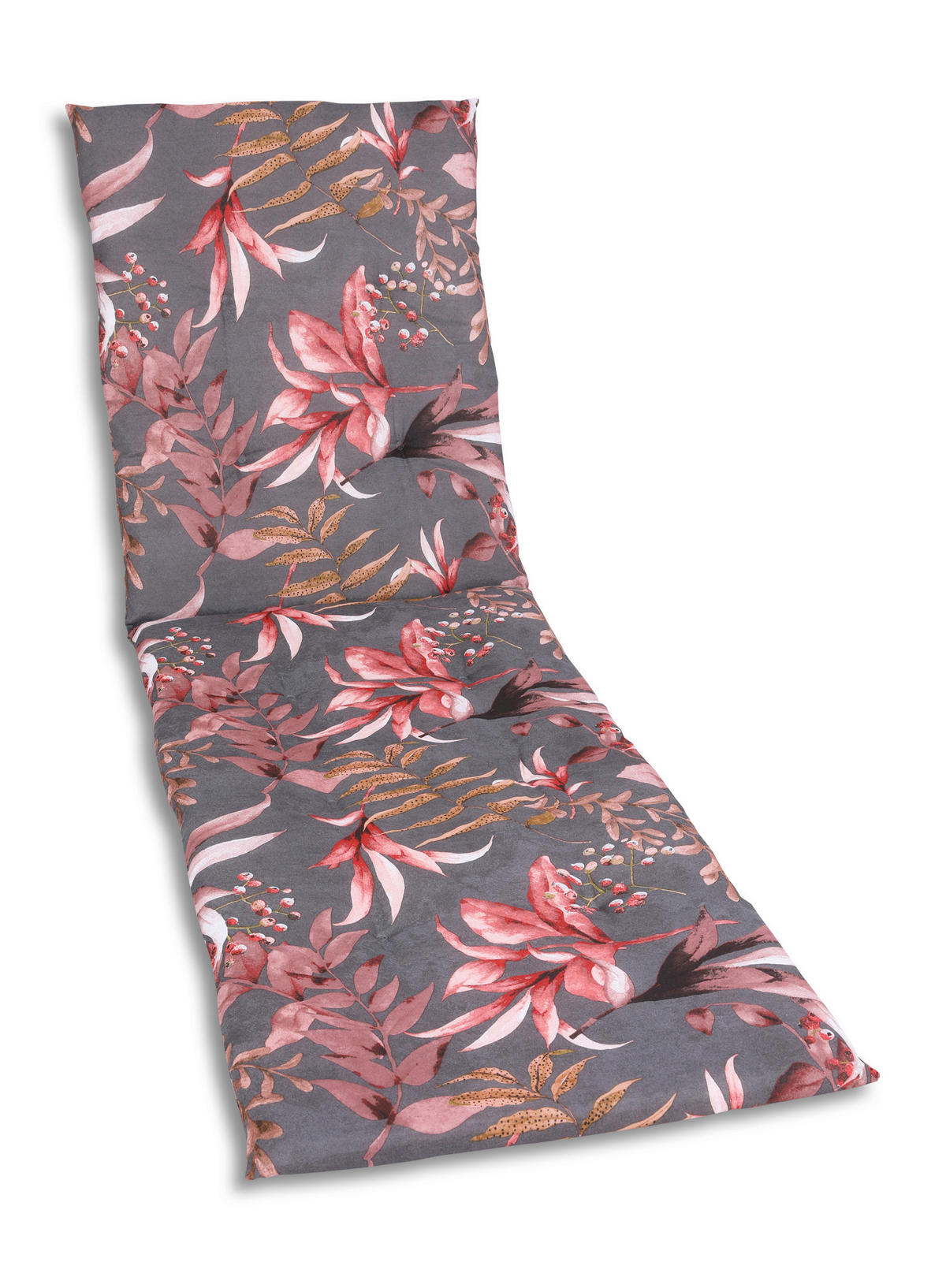 NAPOZÓÁGYPÁRNA antracit, barna, rózsaszín levelek  - barna/rózsaszín, Design, textil (58/5/188cm) - Ambia Garden