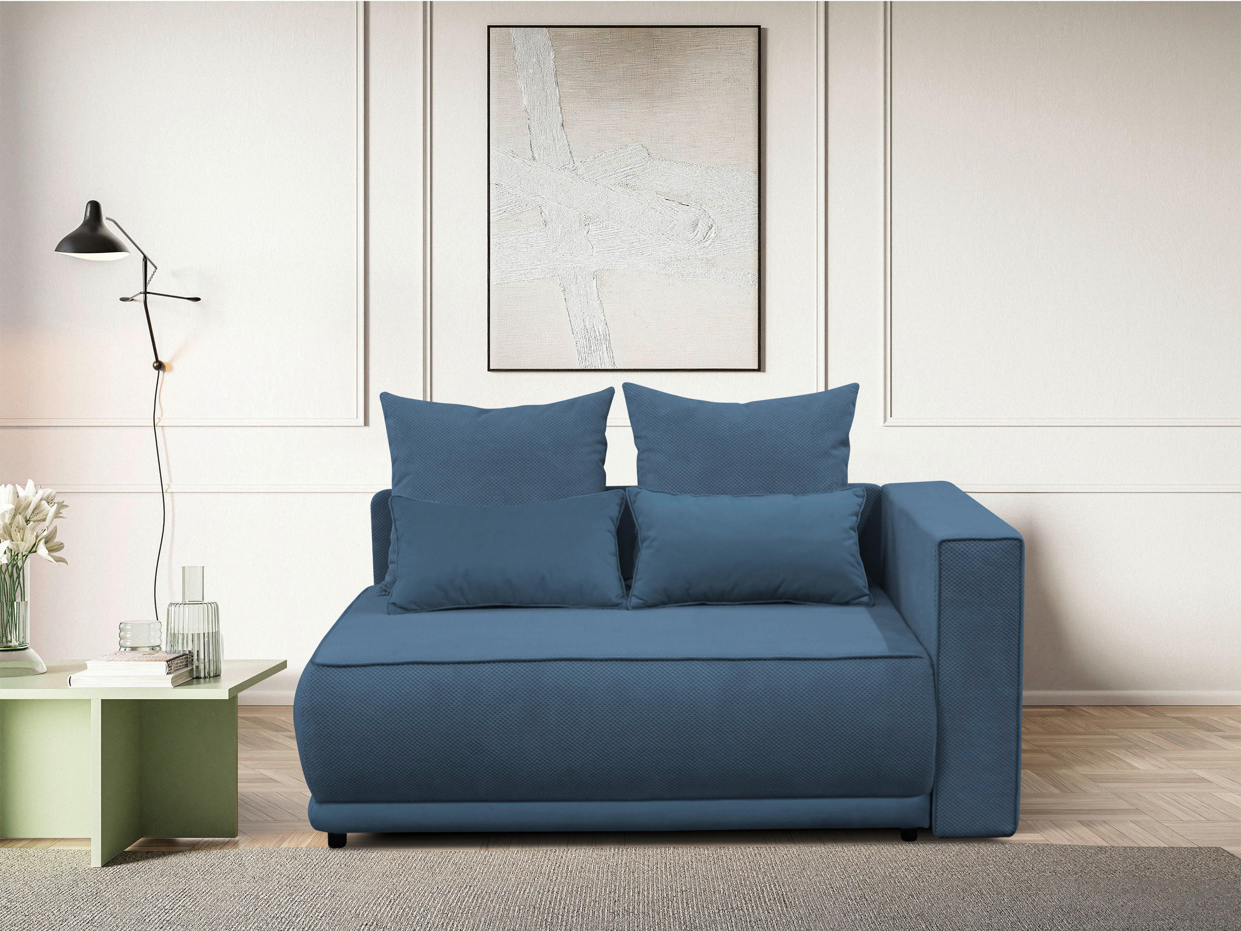 RÉCAMIERE Blau Plüsch  - Blau/Rosa, Design, Kunststoff/Textil (168/73/99cm) - MID.YOU