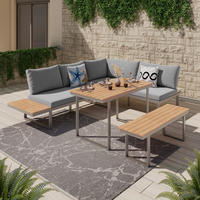 LOUNGE ÉTKEZŐGARNITÚRA 4 részes   253.5/64.5/184 cm  - világosszürke/natúr, Modern, műanyag/textil (253.5/64.5/184cm) - Ambia Garden