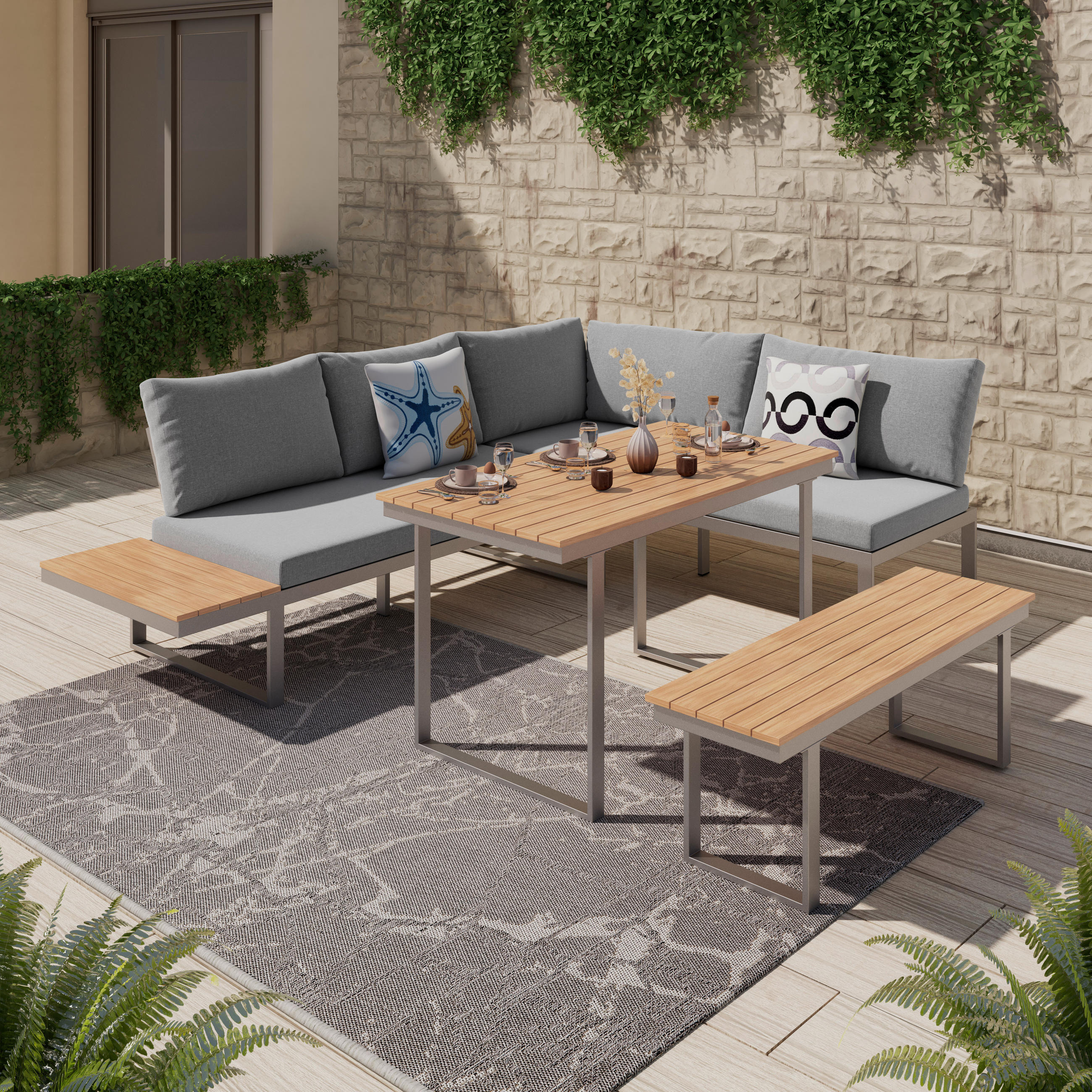 SET DINING LOUNGE 4 piese  253.5/64.5/184 cm