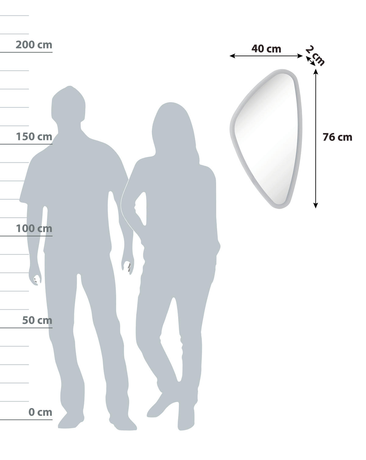 WANDSPIEGEL 40/76/3 cm    in organisch  - Basics, Glas (40/76/3cm) - MID.YOU