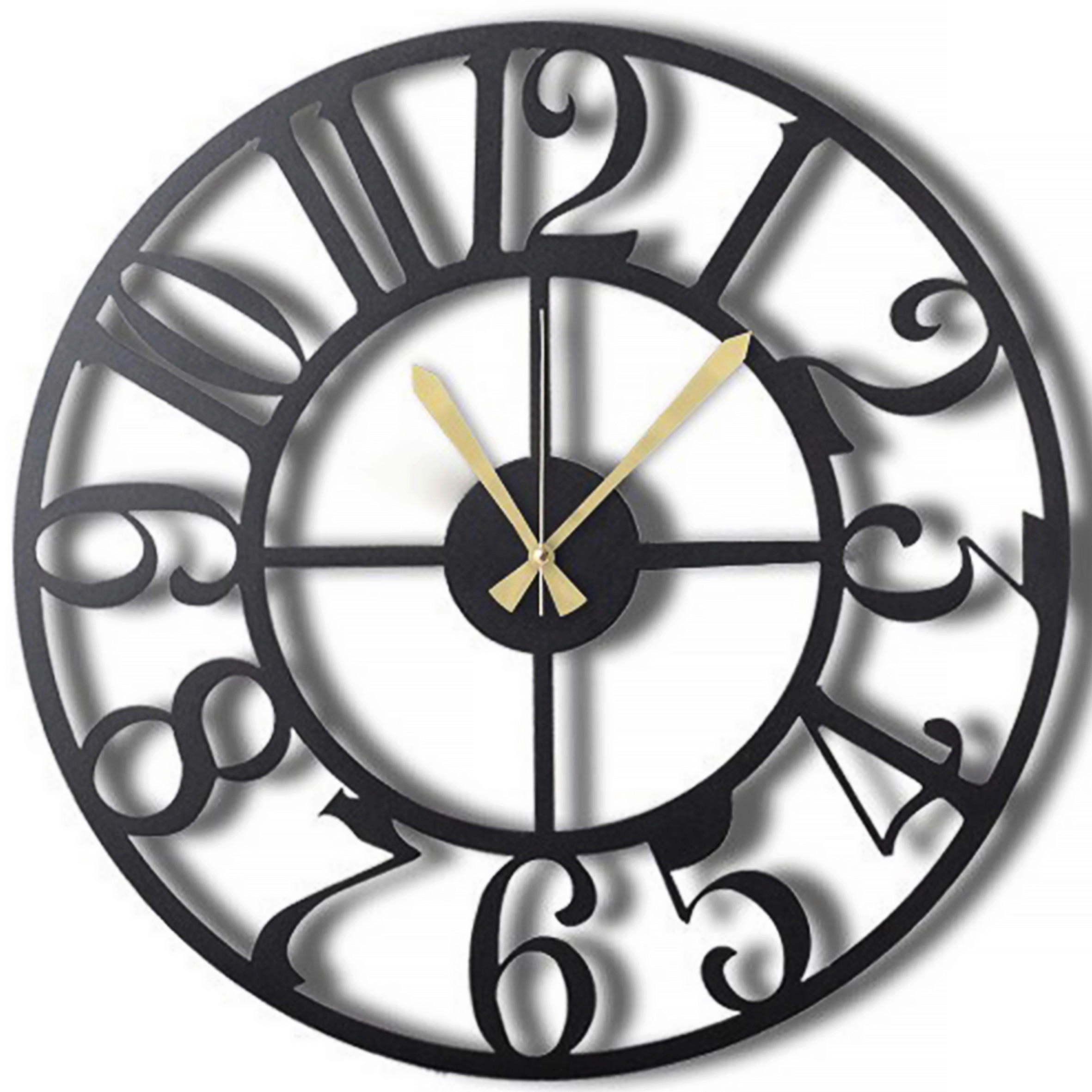 WANDUHR Schwarz 50/50/0,2 cm  - Schwarz, LIFESTYLE, Metall (50/50/0,2cm)