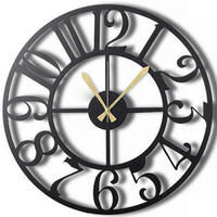 WANDUHR Schwarz 50/50/0,2 cm  - Schwarz, LIFESTYLE, Metall (50/50/0,2cm)