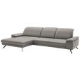 ECKSOFA in Echtleder Hellgrau  - Hellgrau/Schwarz, Design, Leder/Metall (193/332cm) - Dieter Knoll