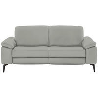 2,5-SITZER in Echtleder Hellgrau  - Hellgrau/Schwarz, Design, Leder/Metall (196/88/100cm) - Valdera