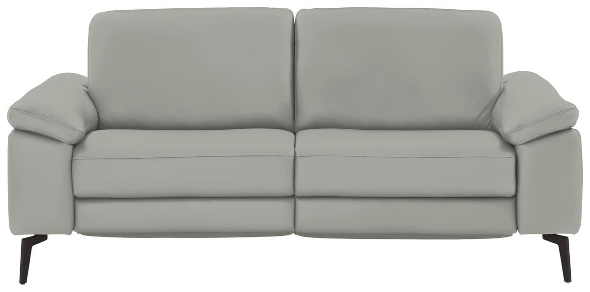 2,5-SITZER in Echtleder Hellgrau  - Hellgrau/Schwarz, Design, Leder/Metall (196/88/100cm) - Valdera