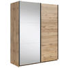 SCHWEBETÜRENSCHRANK 153,5/195,5/60 cm 2-türig Eiche Wotan, Klar  - Klar/Anthrazit, MODERN, Glas/Holzwerkstoff (153,5/195,5/60cm) - MID.YOU