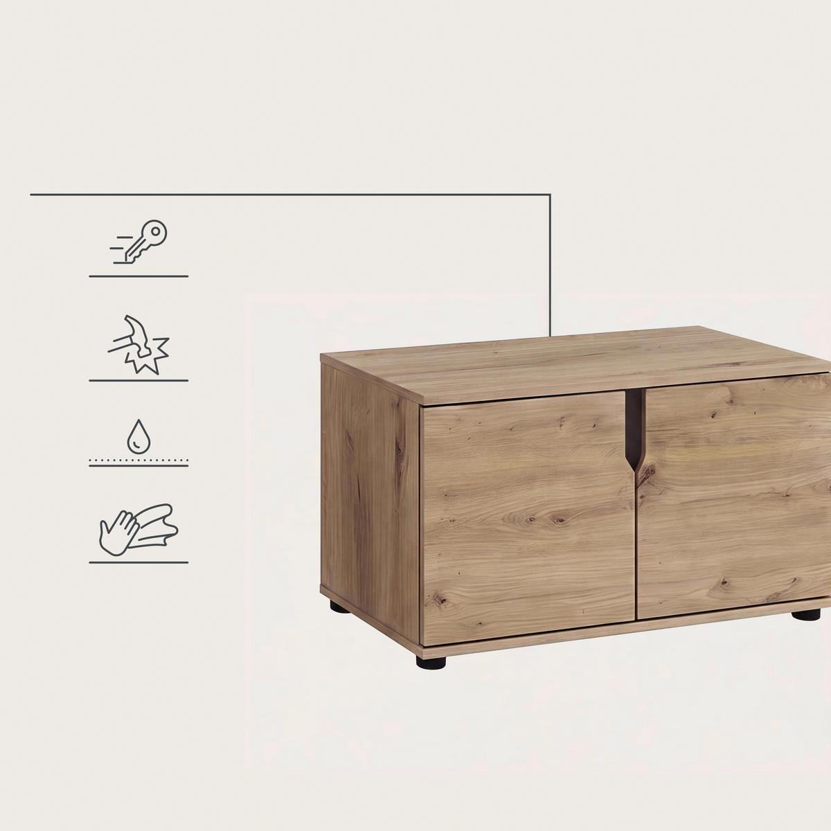 GARDEROBE 4-teilig  in 255/191/37 cm  - Eiche Artisan, Design, Holzwerkstoff (255/191/37cm) - MID.YOU