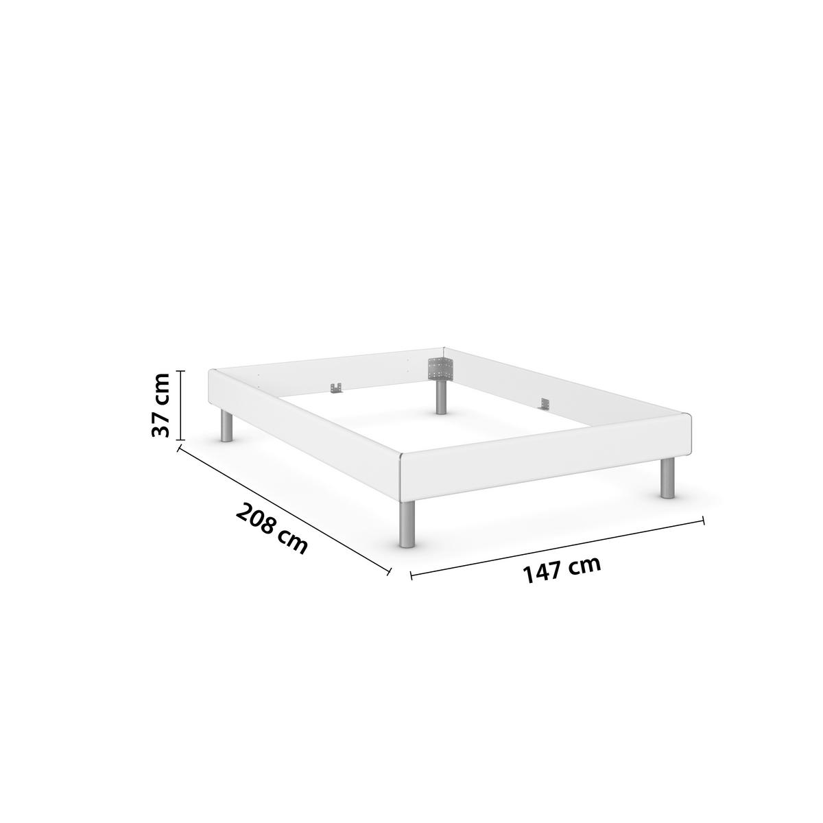 BETT 140/200 cm  in Weiß  - Alufarben/Weiß, Design, Metall (140/200cm) - Carryhome