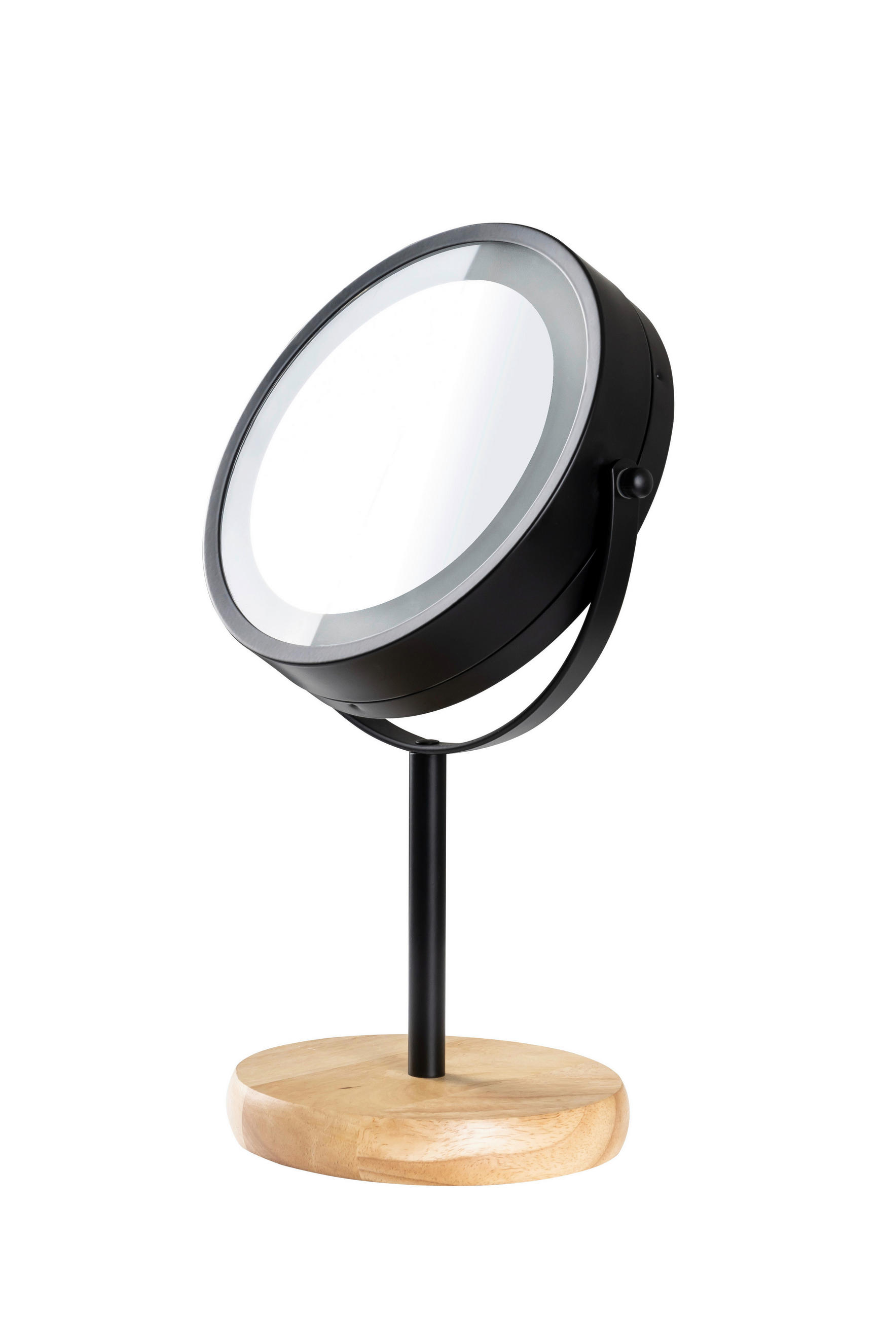 SCHMINKSPIEGEL     - Schwarz/Naturfarben, Basics, Glas/Holz (14/31,5/14cm) - Sadena
