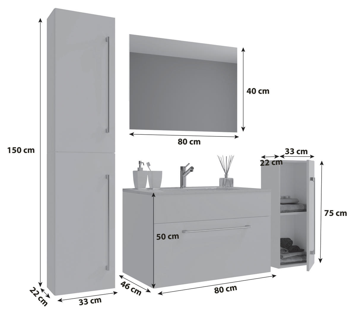 KOUPELNA bílá  - bílá/barvy hliníku, Moderní, kov/kompozitní dřevo (146cm) - MID.YOU