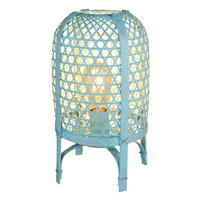 TISCHLEUCHTE - Blau, Natur, Naturmaterialien/Metall (22/37cm) - Globo