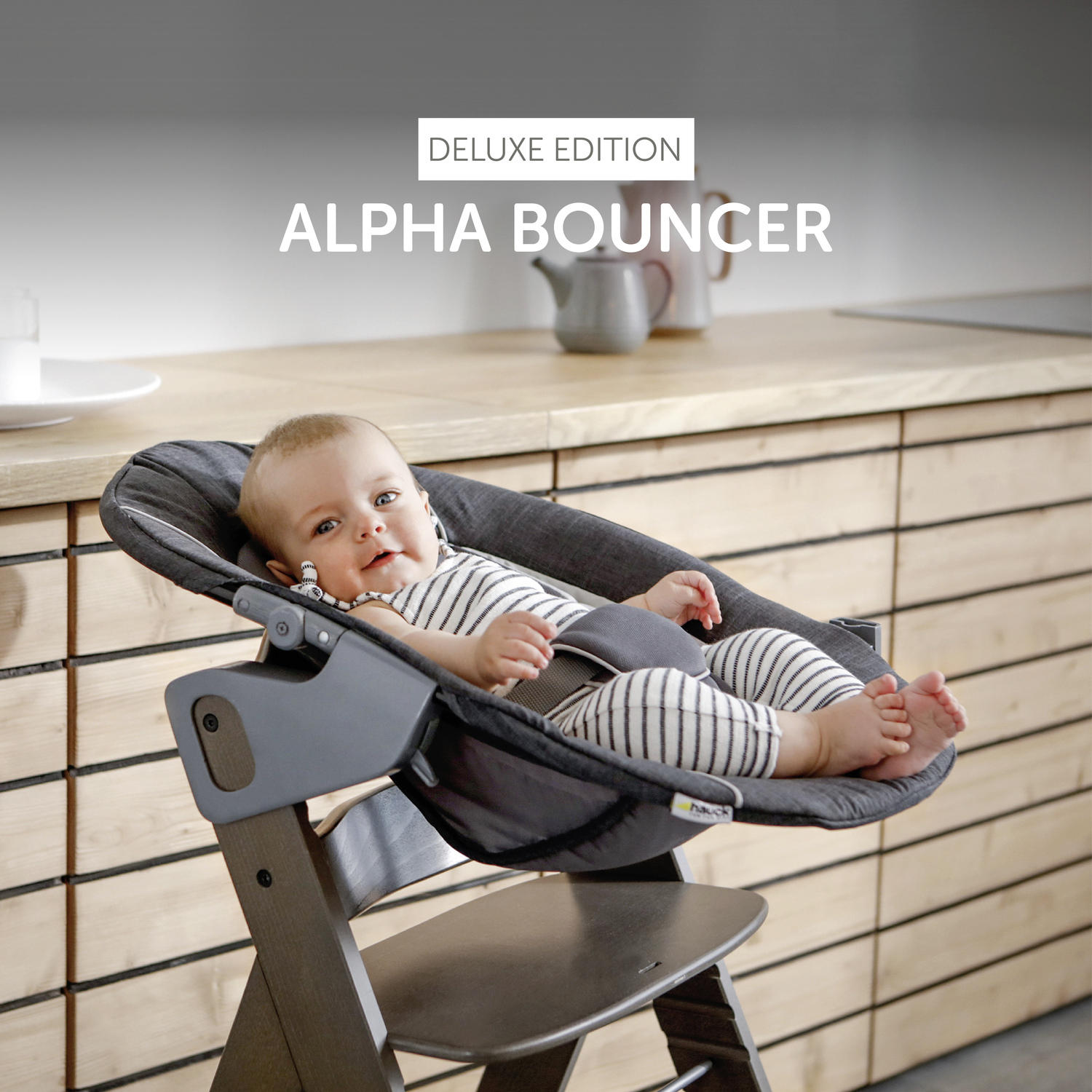 HOCHSTUHLLIEGE Alpha Bouncer Deluxe  - Weiß/Grau, Trend, Textil (66/49/45cm) - Hauck