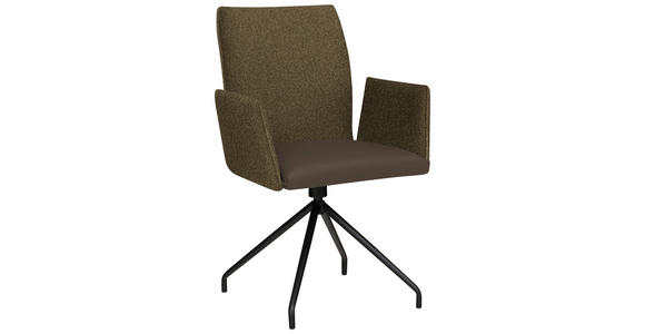 ARMLEHNSTUHL  , Stoffauswahl, Typenauswahl, Sitzfläche 360° drehbar  , Mikrofaser  ,  - Schwarz/Braun, Design, Textil/Metall (60/91/60cm) - Moderano