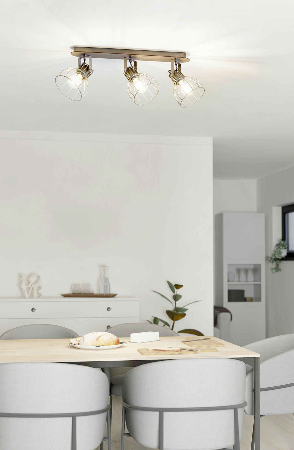 STRAHLER Sambatello  - Silberfarben/Braun, Design, Holz/Metall (9/57,5cm) - Eglo