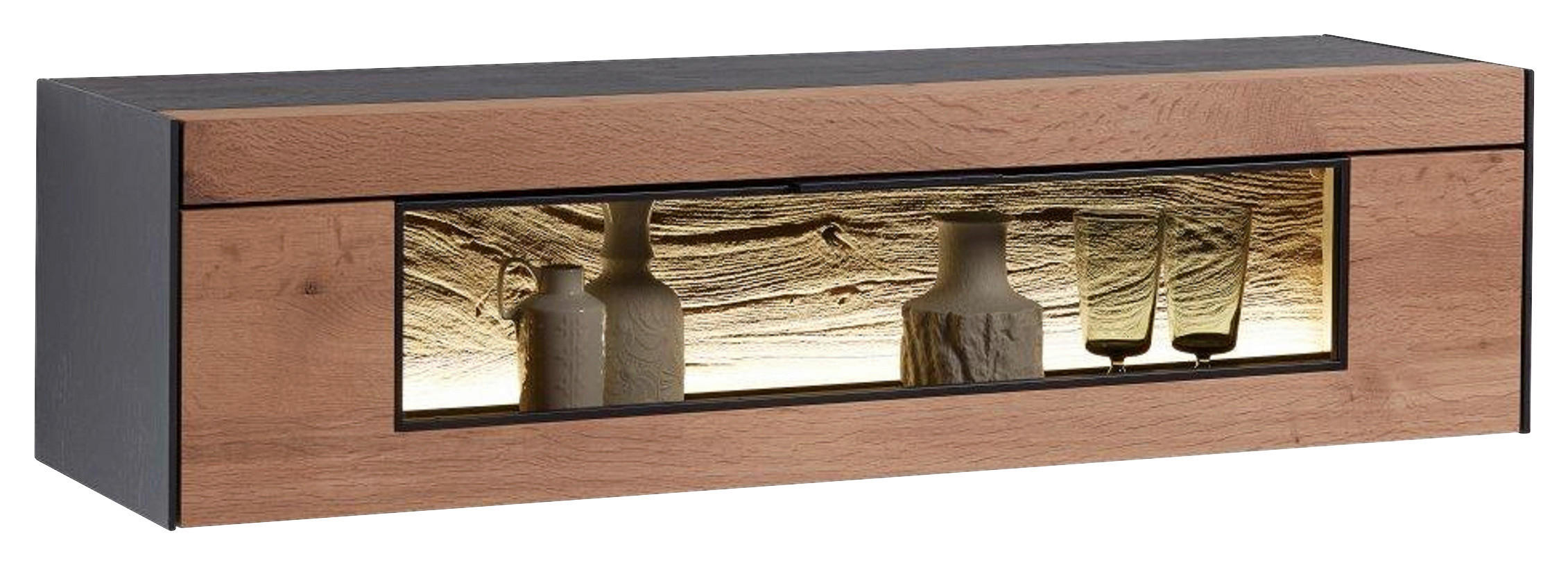 HÄNGEELEMENT Anthrazit, Eichefarben 136/35/39 cm - Eichefarben/Anthrazit, KONVENTIONELL, Glas/Holz (136/35/39cm) - Schöner Wohnen