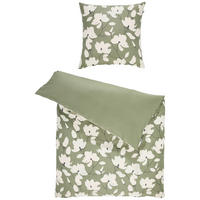 WENDEBETTWÄSCHE Schöner Wohnen - Fleur khaki Satin 135/200 cm  - Khaki/Grün, Design, Textil (135/200cm) - Schöner Wohnen