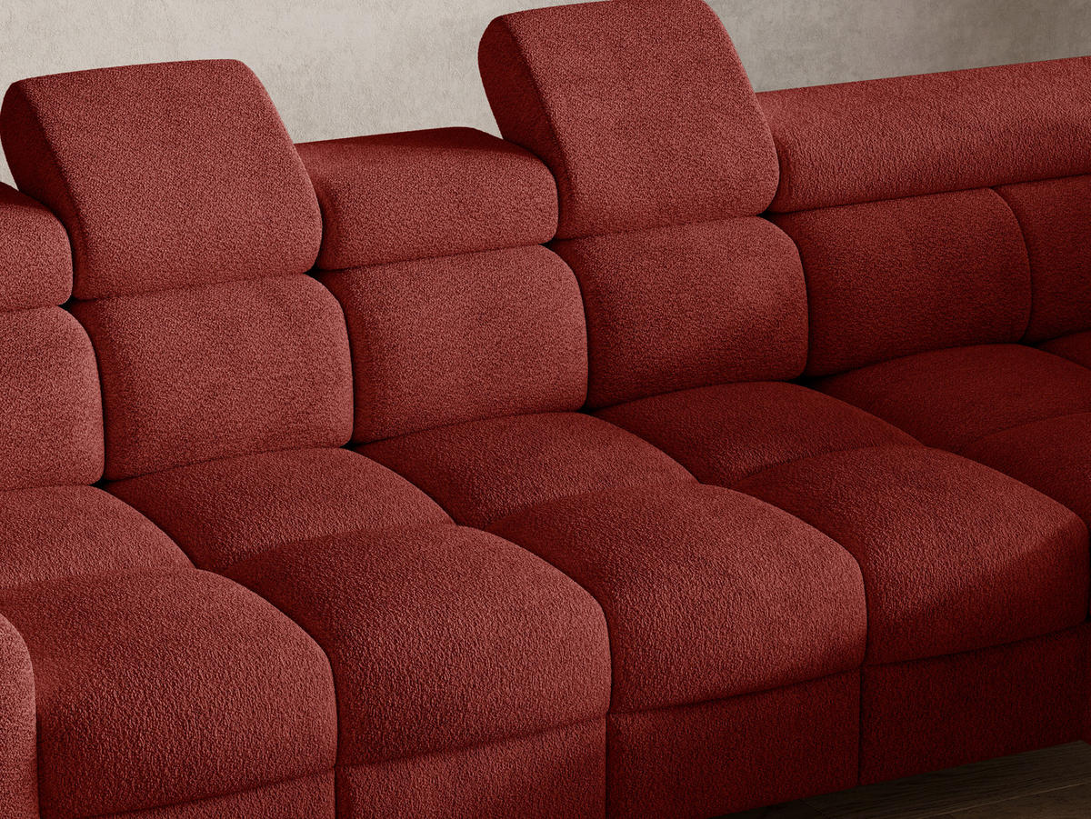 ECKSOFA BUN in Bouclé Rot  - Elfenbein/Rot, Design, Holz/Textil (276/209cm) - MID.YOU