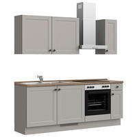 KÜCHENBLOCK Cascada 210 cm  in Grau, Eiche dunkel  - Eiche dunkel/Schwarz, MODERN, Holzwerkstoff/Metall (210cm) - Nobilia