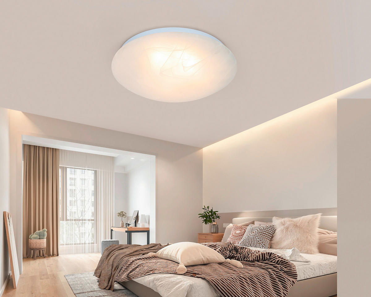 STROPNÍ LED SVÍTIDLO, 26/8 cm  - bílá/alabastrová, Basics, kov/plast (26/8cm) - Boxxx