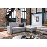 ECKSOFA in Flachgewebe Hellgrau  - Silberfarben/Hellgrau, Design, Textil/Metall (167/244cm) - Cantus