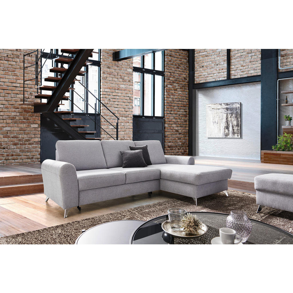 Thumbnail - Cantus Ecksofa, Dunkelbraun, Textil, Uni, 3-Sitzer, Ottomane rechts, L-Form, 244x167 cm, Liegefunktion, Wohnzimmer, Sofa...