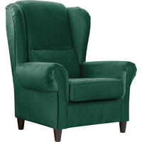 OHRENSESSEL in Plüsch Grün  - Schwarz/Grün, Design, Holz/Textil (94/112/92cm) - MID.YOU