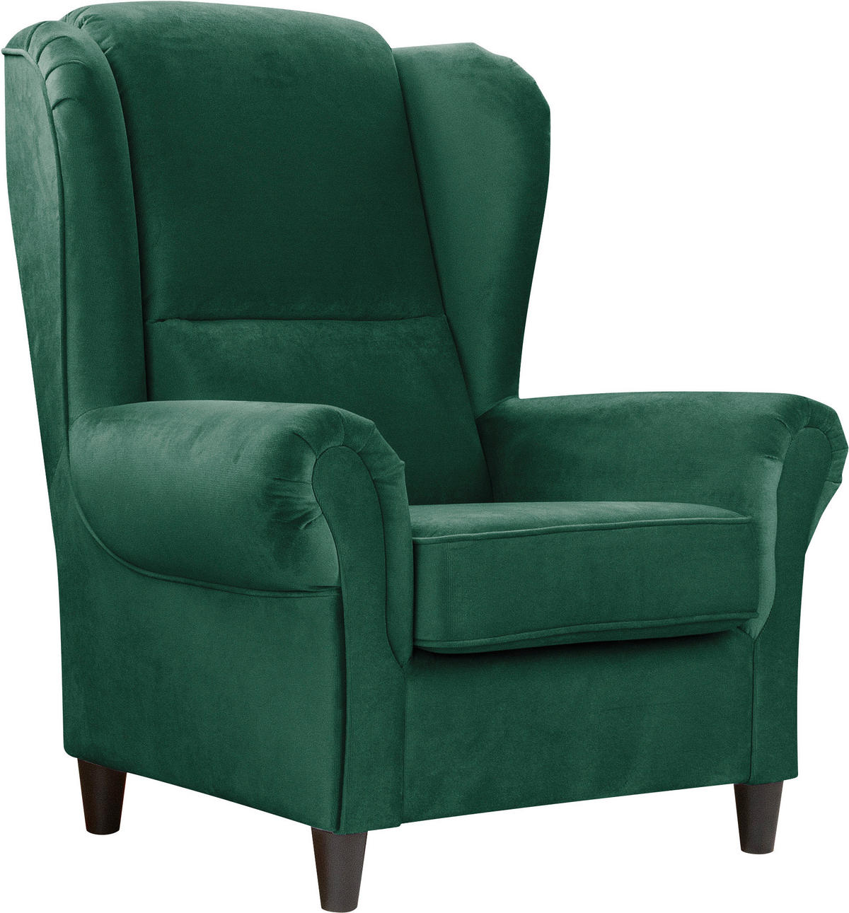 OHRENSESSEL in Plüsch Grün  - Schwarz/Grün, Design, Holz/Textil (94/112/92cm) - MID.YOU