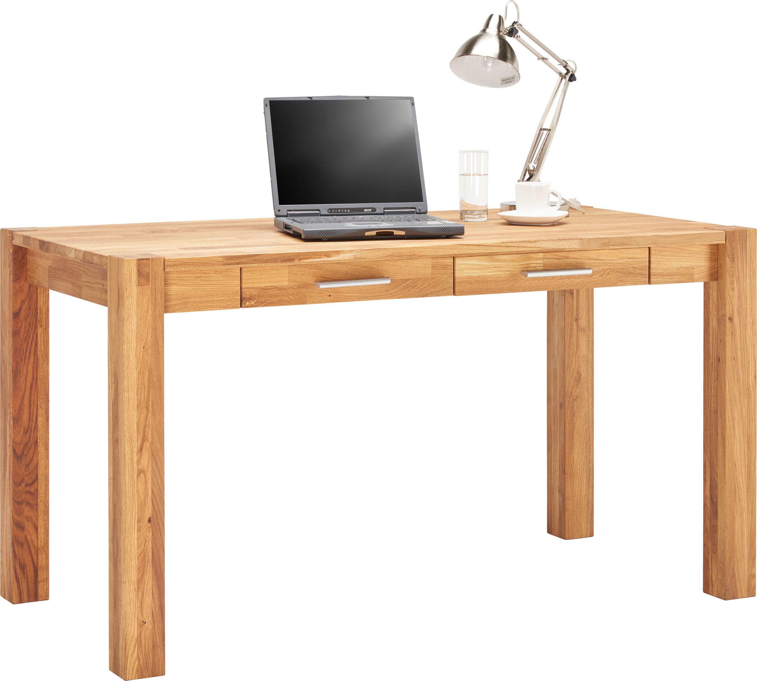 SCHREIBTISCH 140/70/76 cm  in Wildeiche  - Wildeiche/Alufarben, Basics, Holz/Kunststoff (140/70/76cm) - Linea Natura