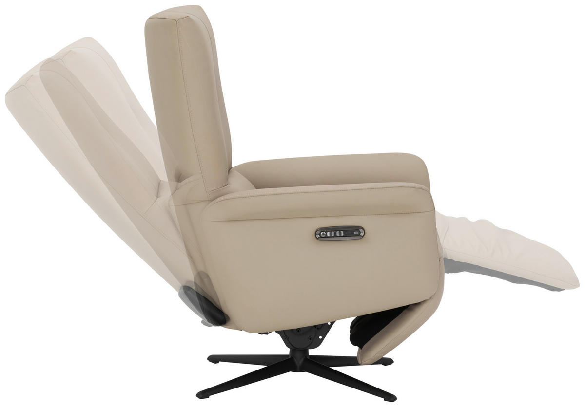 RELAXSESSEL Lederlook Echtleder    - Beige/Schwarz, KONVENTIONELL, Leder/Textil (75/111/90cm) - Livetastic