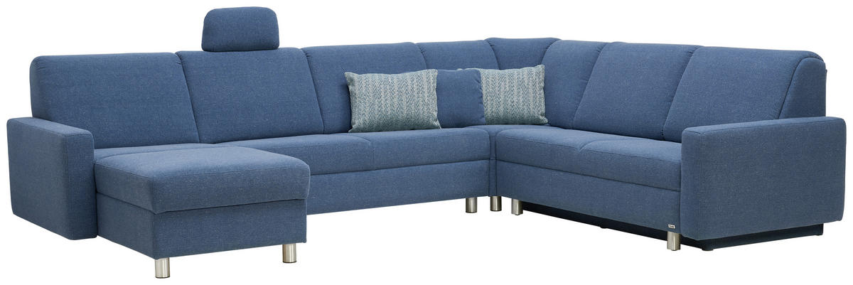 WOHNLANDSCHAFT in Jacquard Blau, Petrol  - Blau/Petrol, KONVENTIONELL, Kunststoff/Textil (158/322/236cm) - Sedda