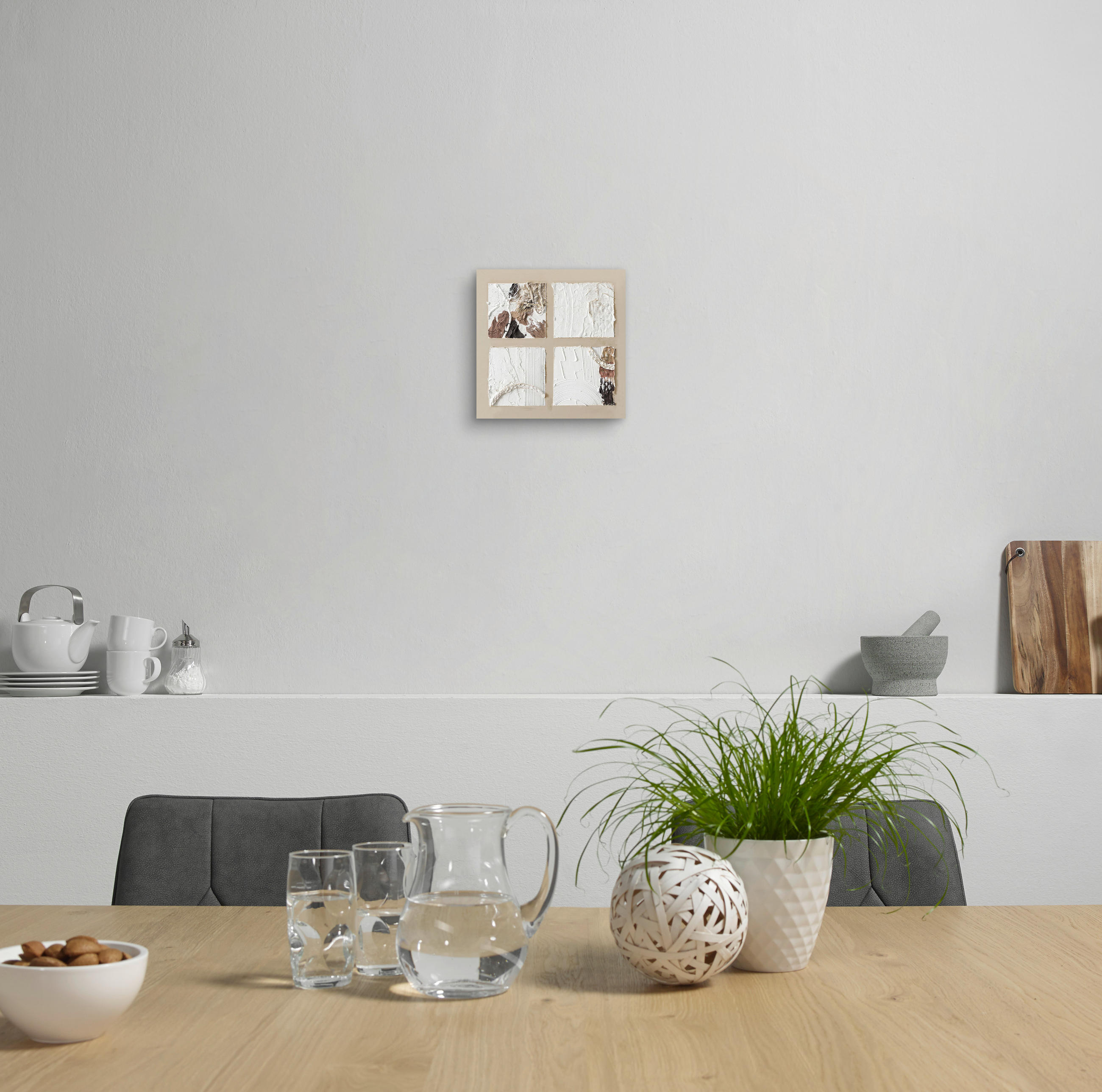 ÖLGEMÄLDE Abstraktes 55/55 cm  - Beige/Weiß, Design, Holz/Kunststoff (55/55cm) - Monee