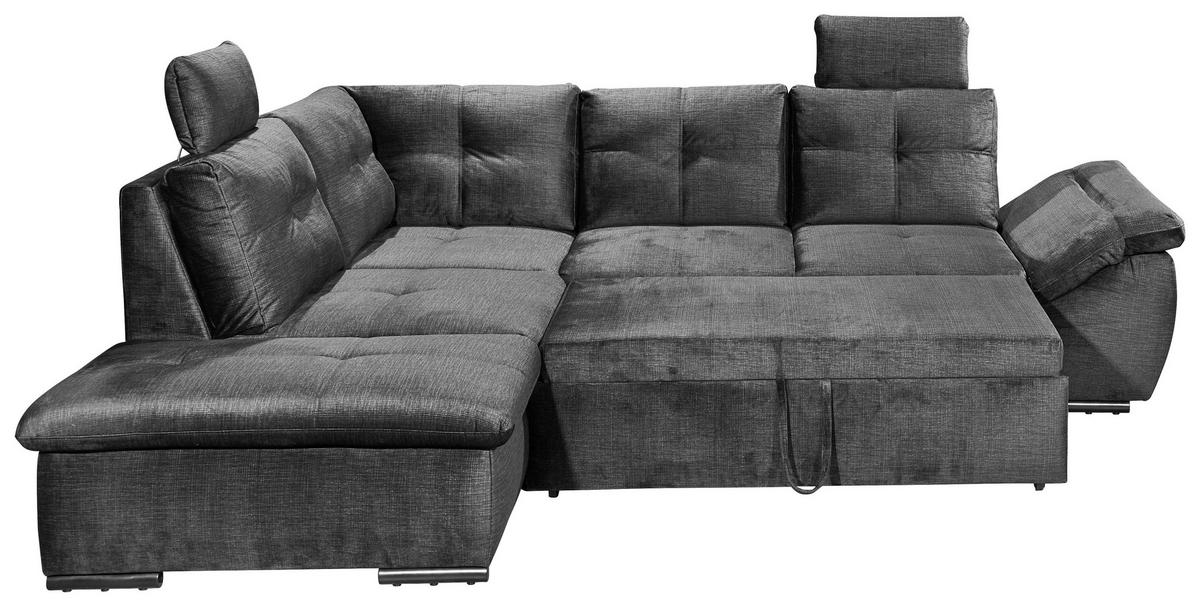 ECKSOFA in Mikrovelours Schwarz  - Schwarz, Konventionell, Kunststoff/Textil (217/265cm) - Carryhome