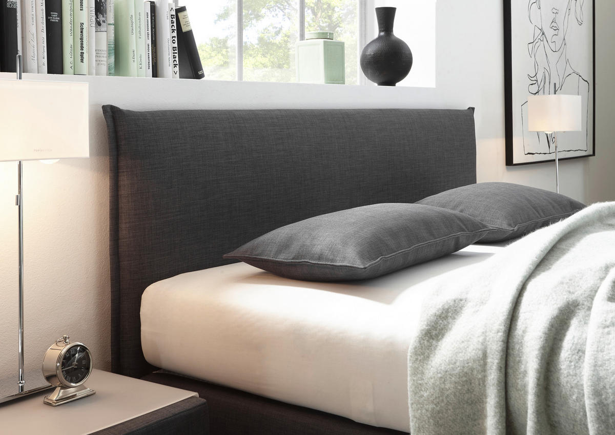 BOXSPRINGBETT 180/200 cm  in Anthrazit, Schwarz  - Anthrazit/Schwarz, Design, Kunststoff/Textil (180/200cm) - RUF Betten