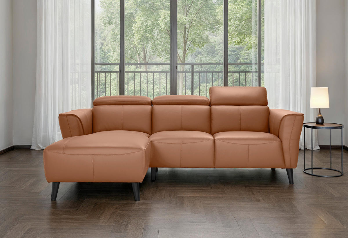 ECKSOFA  in Echtleder Cognac  173/223 cm  - Cognac, KONVENTIONELL, Leder/Holz (173/223cm) - MID.YOU