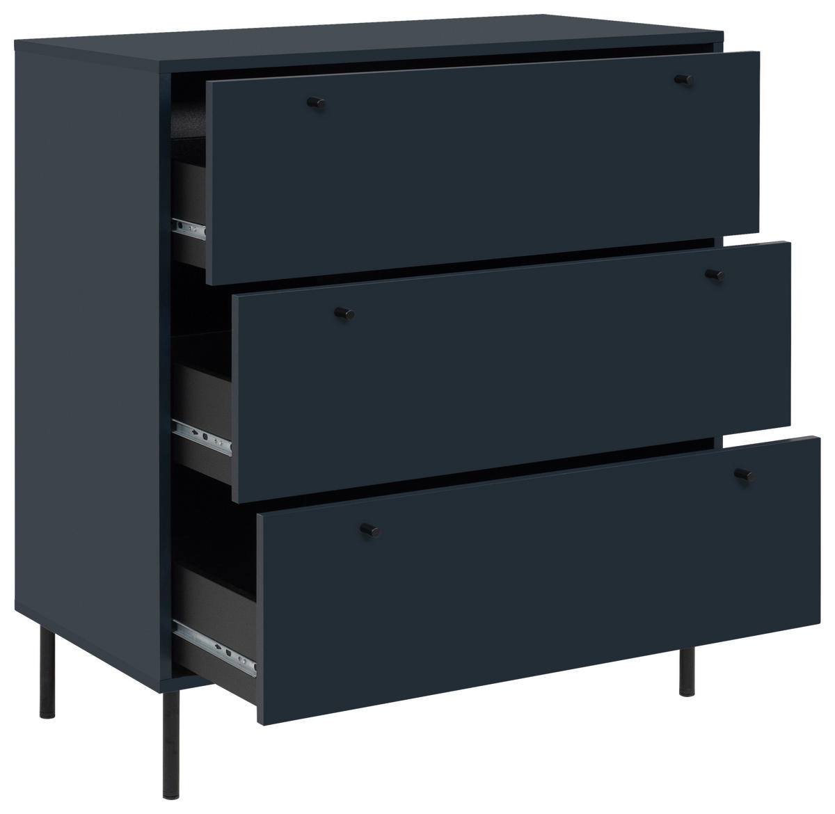 KOMMODE  in 80/90/40 cm  - Schwarz/Dunkelblau, Design, Holzwerkstoff/Metall (80/90/40cm) - MID.YOU