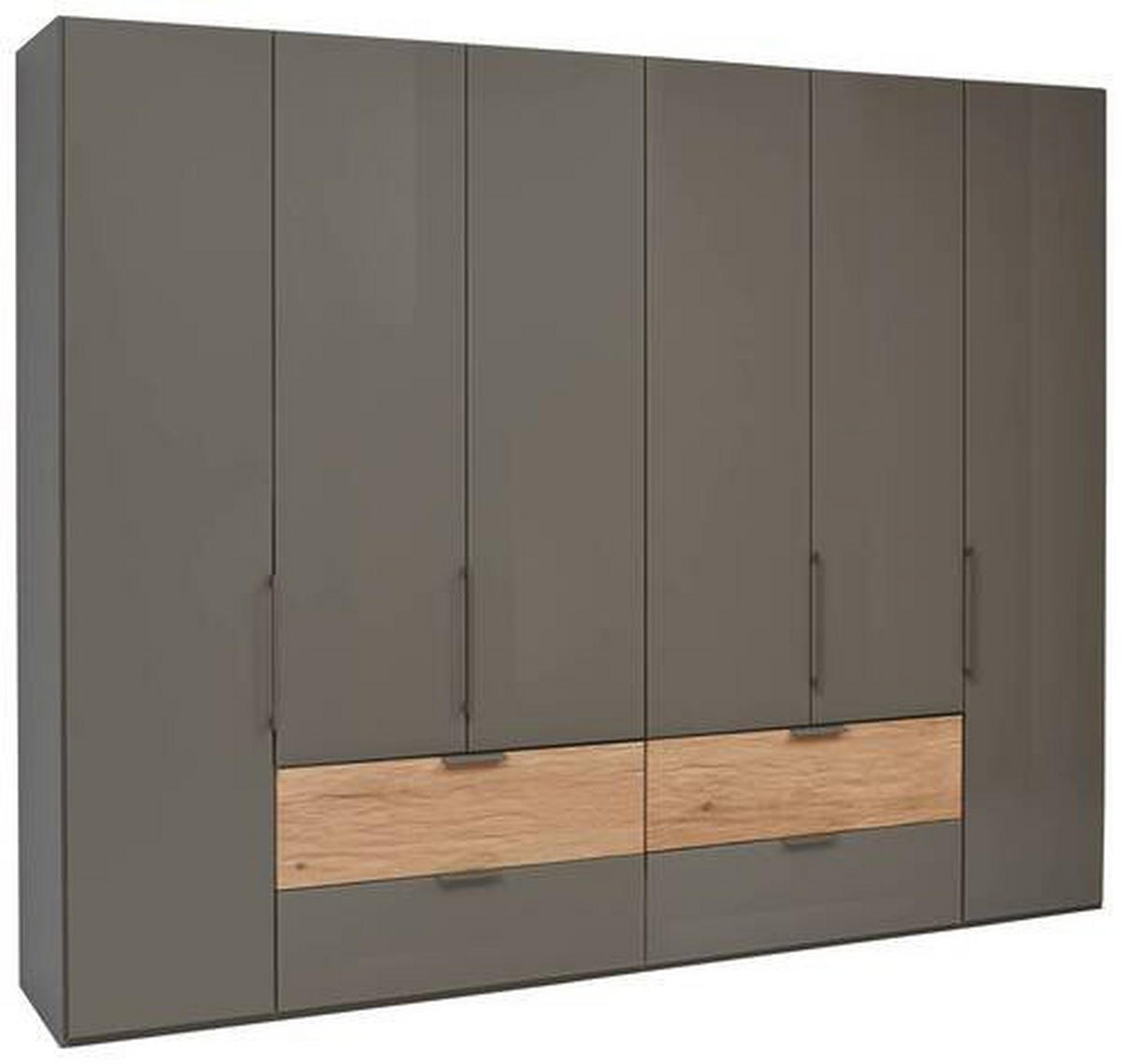 KLEIDERSCHRANK  in Anthrazit, Eichefarben  - Eichefarben/Graubraun, Design, Glas/Holz (300/236/58cm) - Dieter Knoll