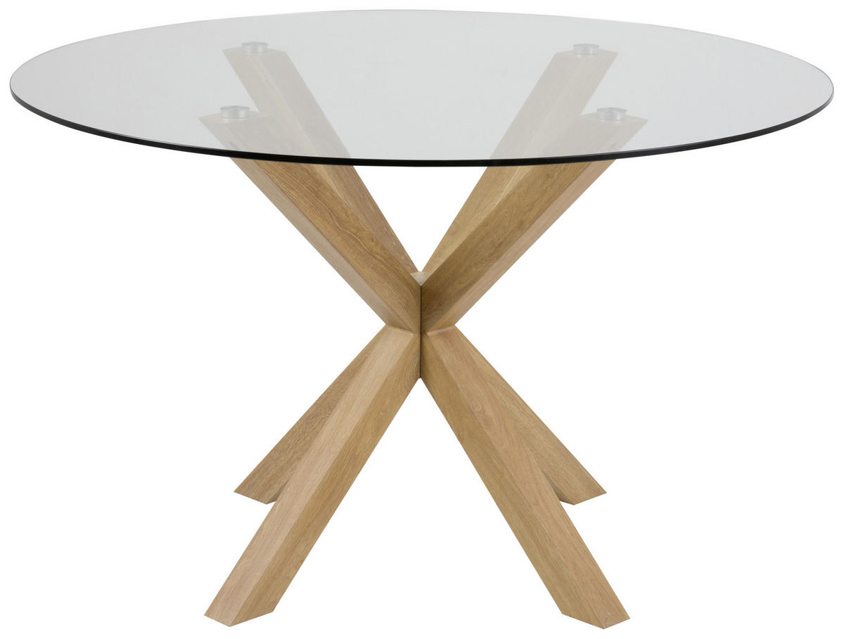 JEDILNA MIZA, prozorno, barve hrasta  - barve hrasta/prozorno, Trend, kovina/steklo (119/75,5cm) - MID.YOU