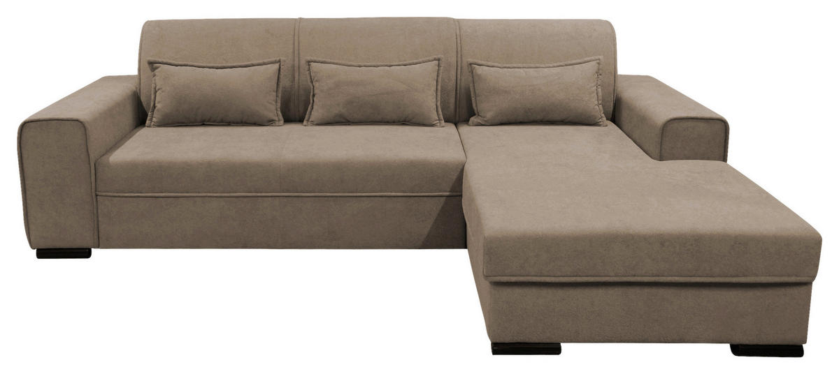 ECKSOFA Taupe Struktur, Bouclé  - Taupe/Schwarz, Design, Kunststoff/Textil (270/175cm) - MID.YOU