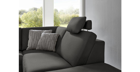 ECKSOFA Latina in Mikrofaser Anthrazit  275/242 cm  - Anthrazit/Alufarben, Design, Textil/Metall (275/242cm) - Dieter Knoll