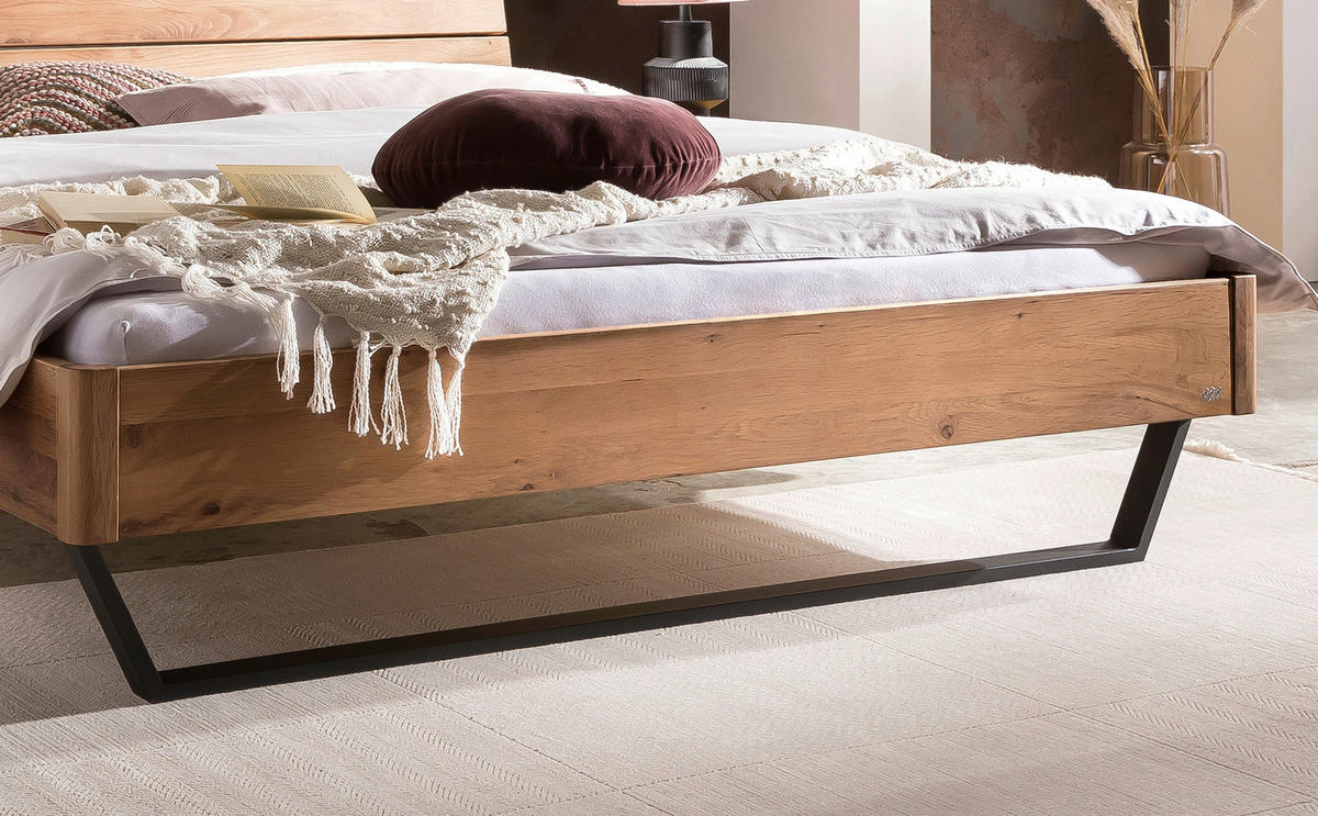 BETT 140/200 cm  in Wildeiche, Schwarz  - Wildeiche/Schwarz, Design, Holz/Metall (140/200cm) - Hasena
