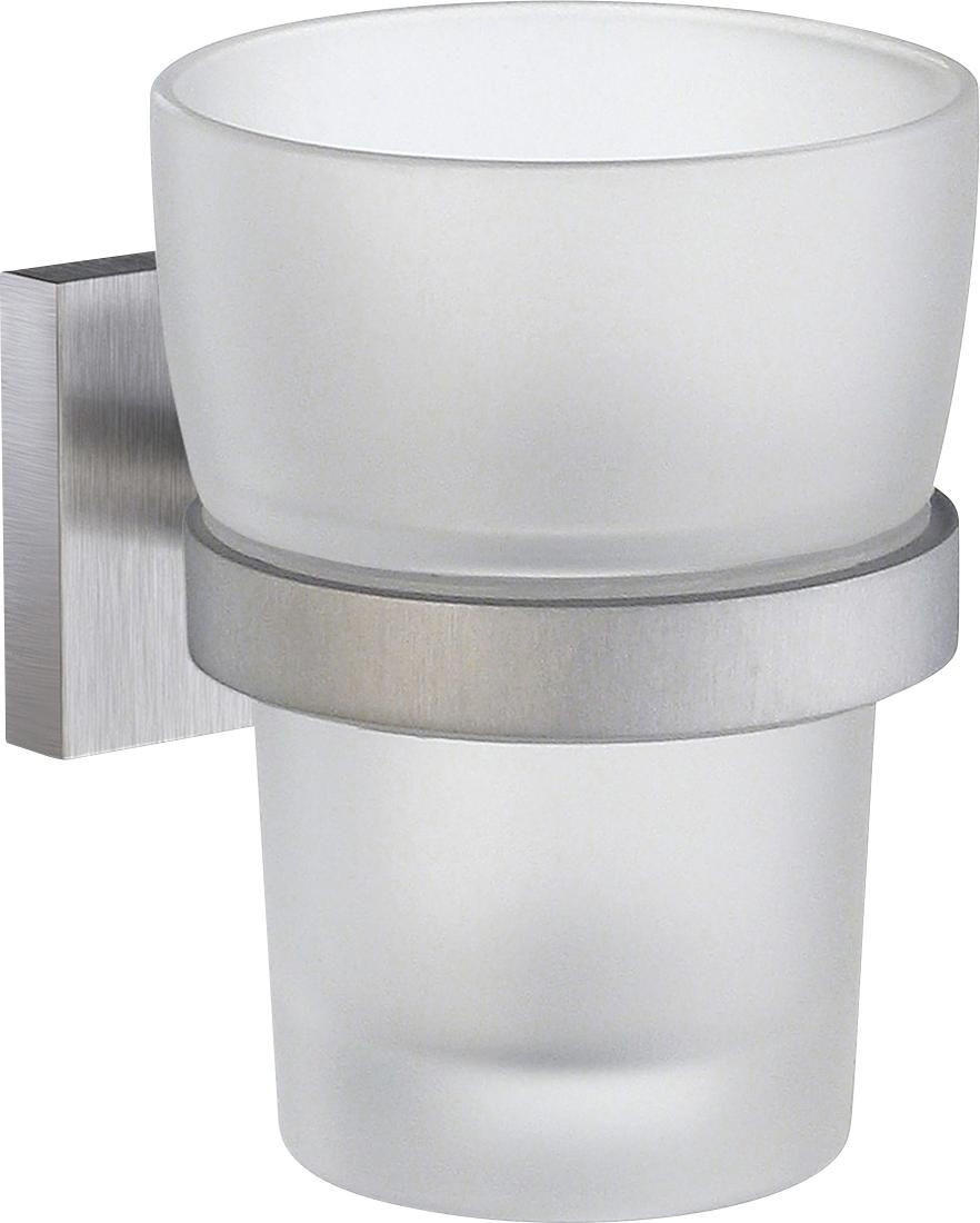 ZAHNPUTZBECHER Metall, Glas  - Chromfarben, Basics, Glas/Metall (9,8cm)