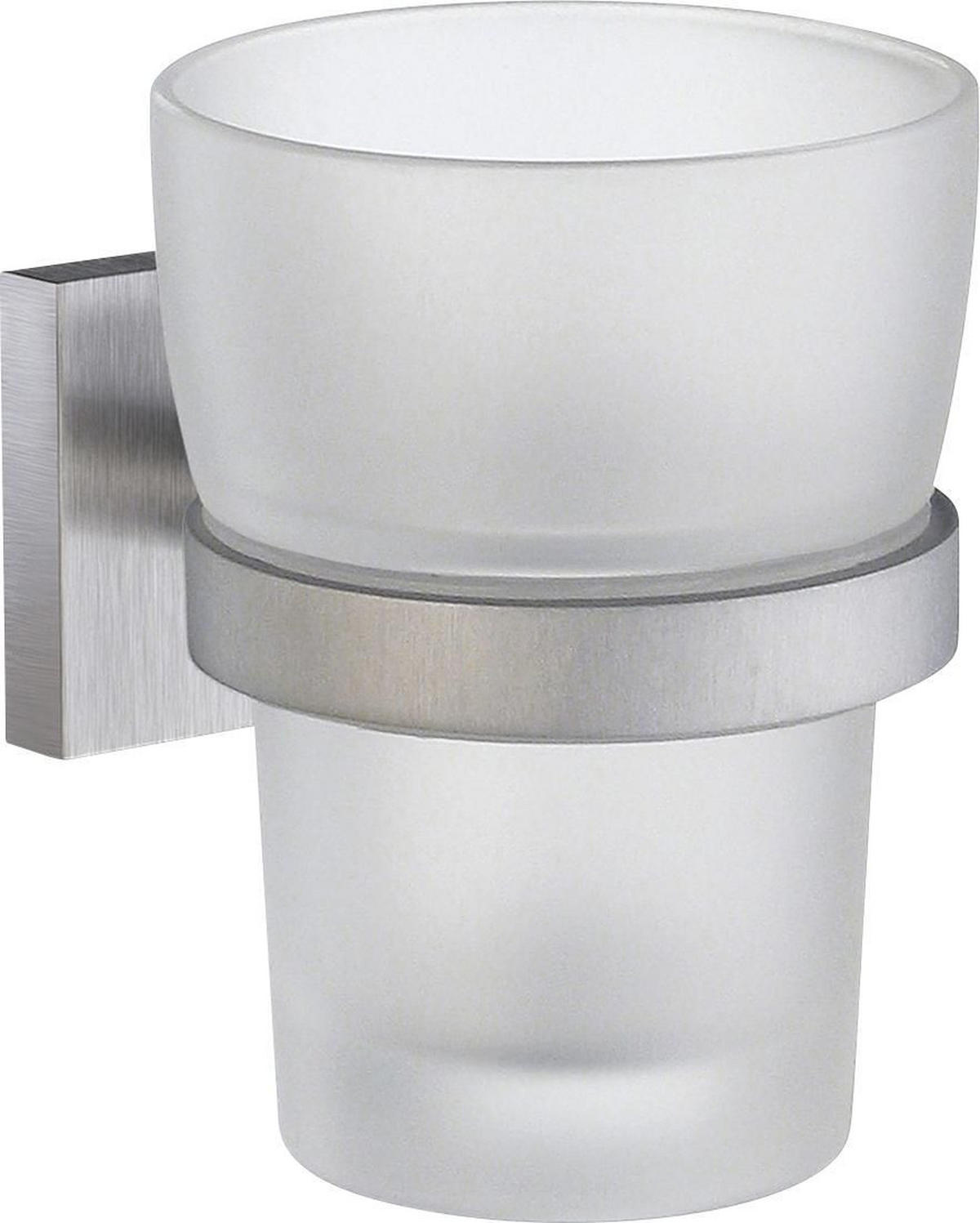 ZAHNPUTZBECHER Metall, Glas  - Chromfarben, Basics, Glas/Metall (9,8cm)