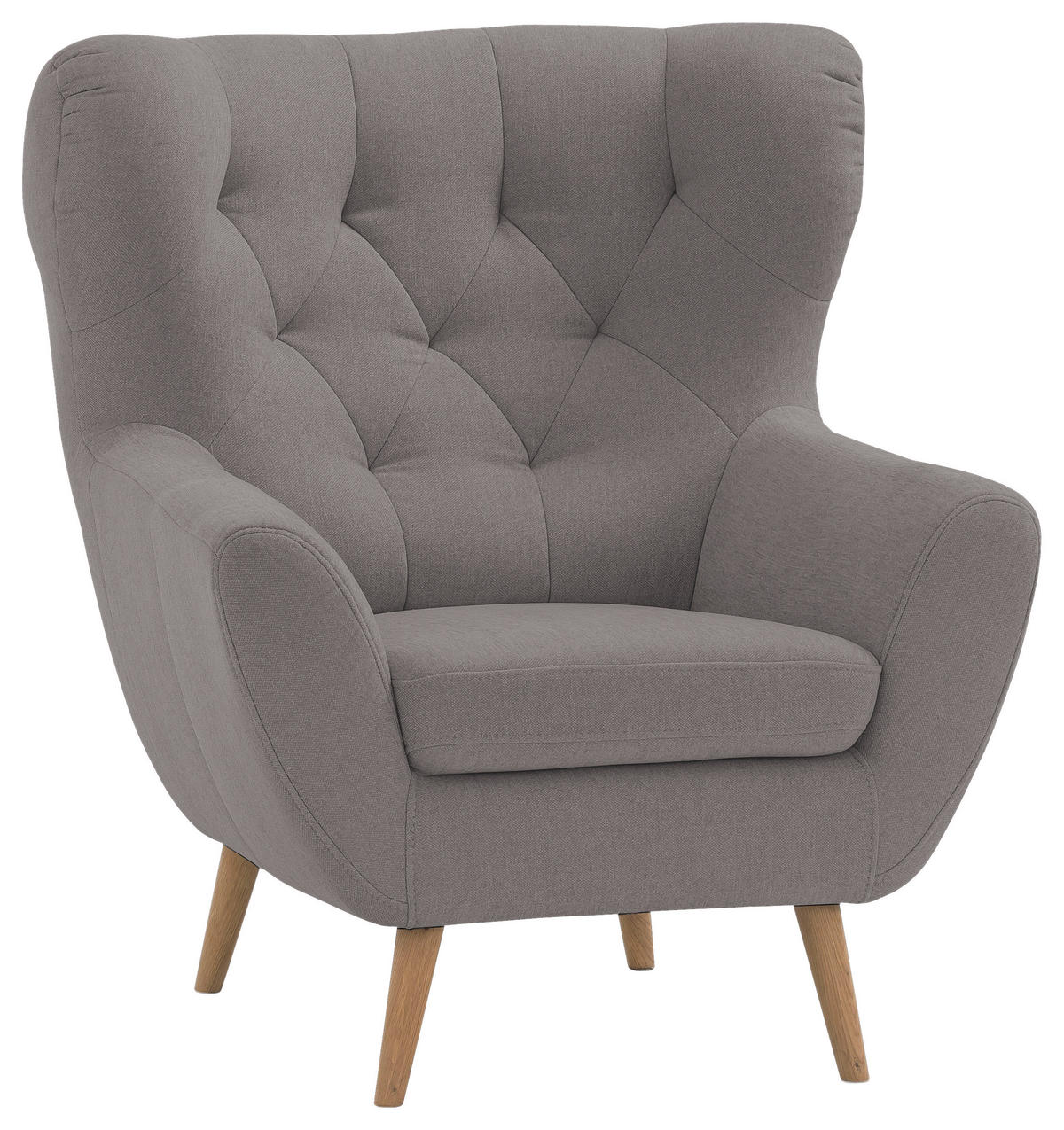 OHRENSESSEL Flachgewebe Taupe  - Taupe/Eichefarben, Design, Holz/Textil (88/104/92cm) - Stylife