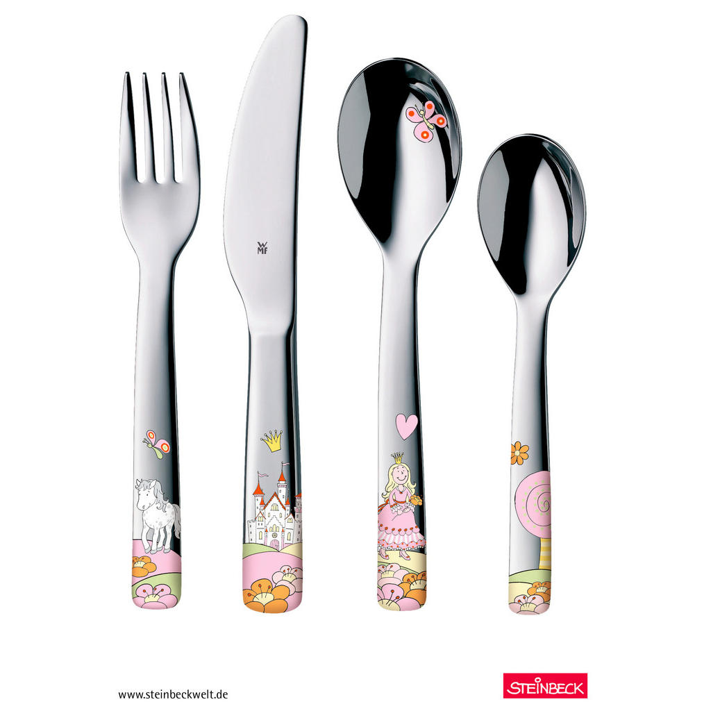 Thumbnail - WMF Kinderbesteck Prinzessin, Metall, Keramik, 6-teilig, ergonomischer Griff, lebensmittelecht, Vollheftmesser, Füttern,...