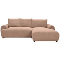 ECKSOFA in Webstoff Altrosa  - Schwarz/Altrosa, Modern, Kunststoff/Textil (265/175cm) - MID.YOU