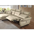 ECKSOFA in Echtleder Ecru  169/298 cm  - Ecru/Schwarz, Design, Leder/Metall (169/298cm) - Dieter Knoll